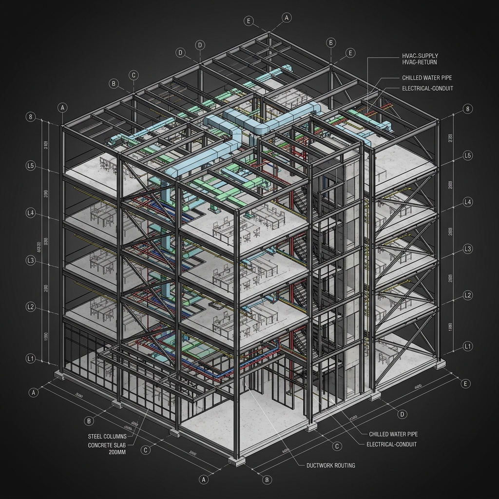 Steel structural BIM model coordination showcase